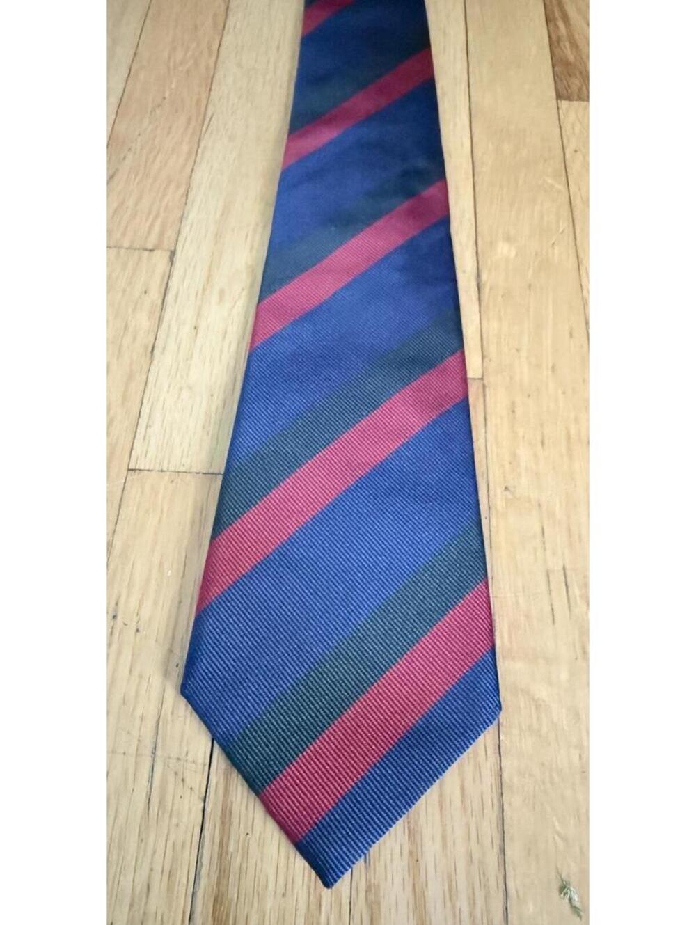 Vintage Keys & Lockwood Black Watch Stripe Silk Necktie Handmade USA Classic Tie